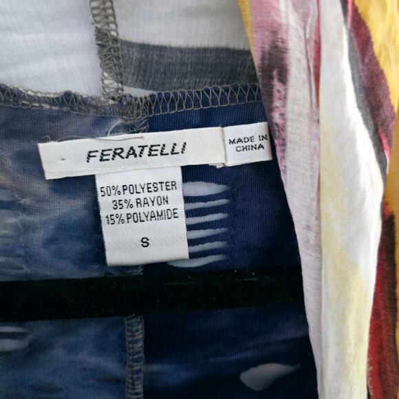 Feratelli Sleeveless Drape Vest Size Small – Patchwork Print, Boho Artsy - Picture 3 of 5